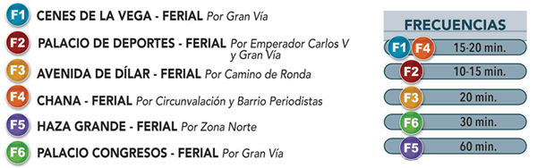 Schedule of Fair Buses lines in Corpus in Granada